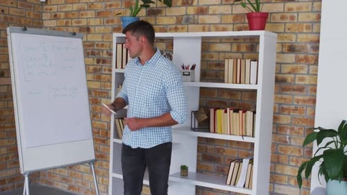 Man Giving Lecture In Front of Whiteboard