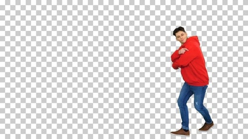 Trendy Dancer Man Walking and Dancing, Alpha Channel