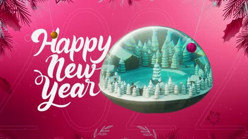 Happy New Year Celebration Snow Globe Title Animation