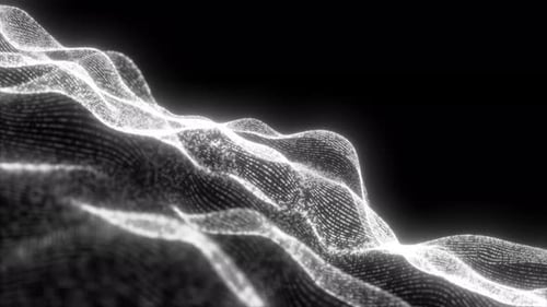 High Tech Particle Wave Background. Glowing Particle Wave Technology Background, Abstract Particle