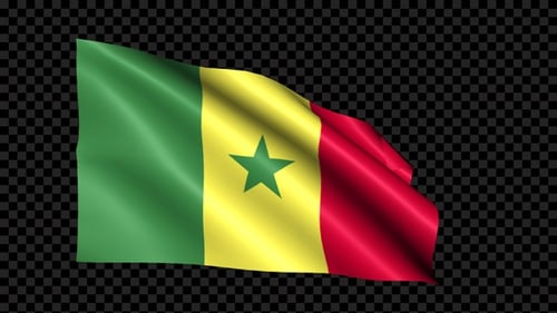 Senegal Flag Waving Seamless Loop with Alpha Channel