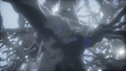 Abstract Organic Network with Glowing Particles