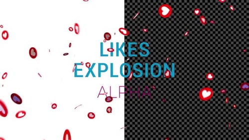 Social Media Likes Heart Particle Explosion with Alpha Channel