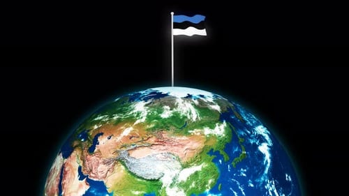 Estonia Flying Flag On The 3d Rotated Planet Earth