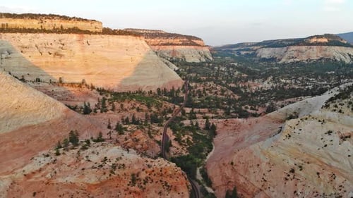 Aerial of Mountains in Zion National Park Green Canyon Landscape Scenic Nature of Utah