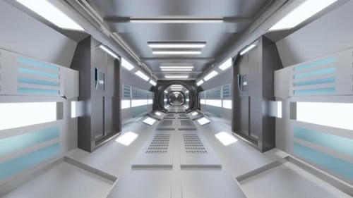 3D rendered visualisation of futuristic space ship corridor
