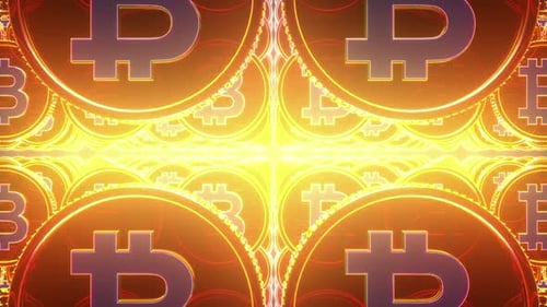 Glowing Geometric Bitcoin Tunnel Motion Loop