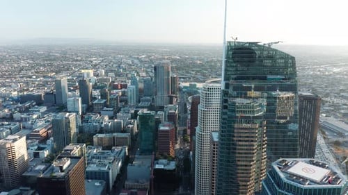 Los Angeles Skyline Aerial View on a Sunny Day