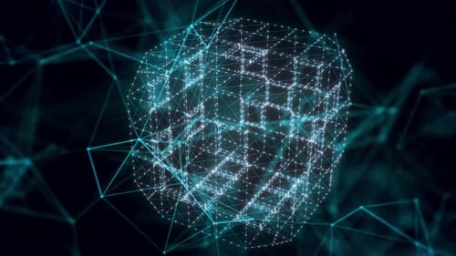 Holograma de dados redondeados de cerca en HD