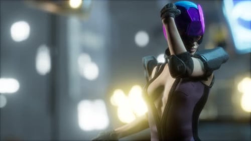 Future Woman Cyberpunk Concept with Neon City Lights