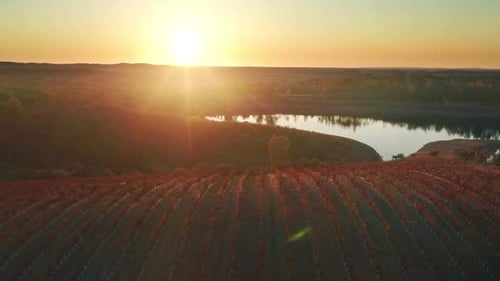 Rural Area with Scenic Landscape of Ponds and Clay Soil in Golden Hour Lighting