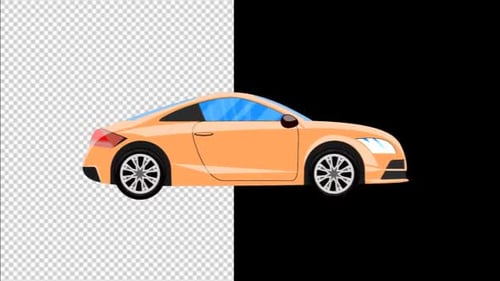 Flat Design Sports Car Driving with Alpha Channel