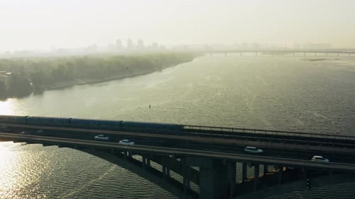 Transport City Traffic Car Bridge Train Aerial River Road