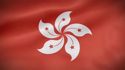 Realistic Hong Kong Flag Waving Seamless Loop Animation