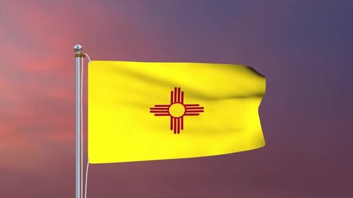 New Mexico State Flag Waving Animation Loop