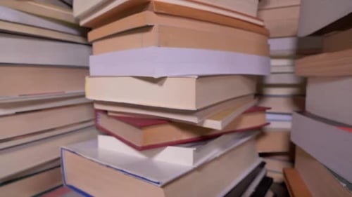Zooming Books Stacked in a Pile