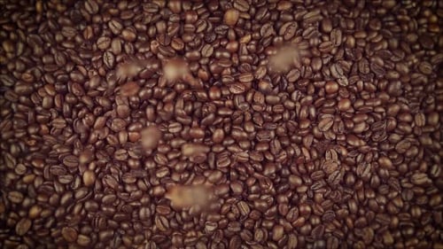 Coffee Beans Falling and Piling