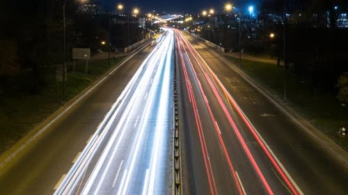 Traffic at Night in Warsaw