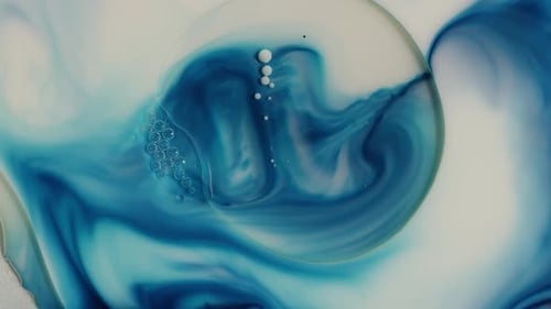 Abstract Liquid Paint with Oily Bubbles