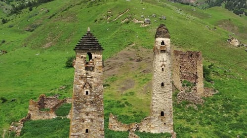 Medieval Tower Complex in Mountains