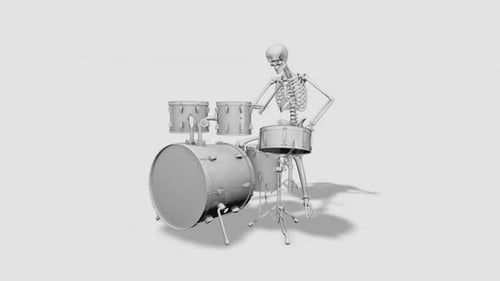 3D Animated Skeleton Drummer Performing Music Loop