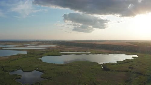 Drone Flight Over Wetland of National Nature Park