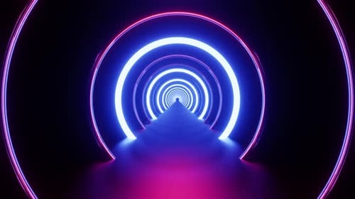 Blue Neon Ring With Red Light Vj Loop Background HD