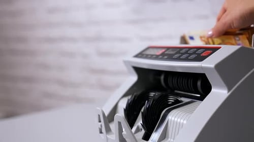 Euro Notes Sorted With Counting Machine