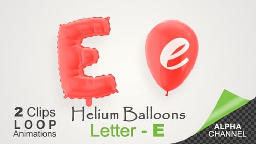 Floating Red Balloon Letter E and Small 'e' Alpha Channel