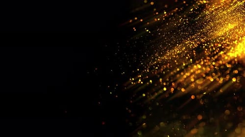 Gold Dust Particles. Abstract Motion Background of a Cloud of Glimmering.