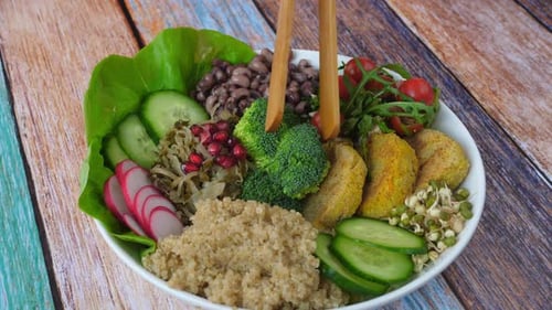 Buddha Bowl Preparation with Fresh Vegetables