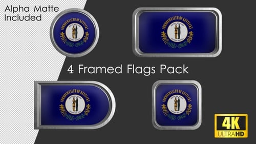 4K Framed Kentucky Flag Pack with Multiple Shapes
