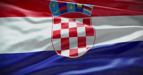 Waving Croatian National Flag Realistic Fabric Loop