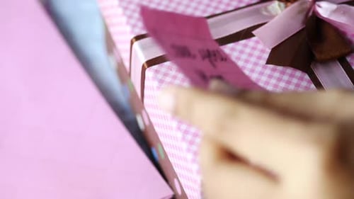 Close Up of Mother Day Gift Box on Table