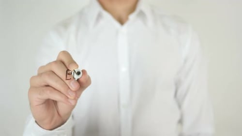 Hand Writes Empower Yourself on Transparent Screen