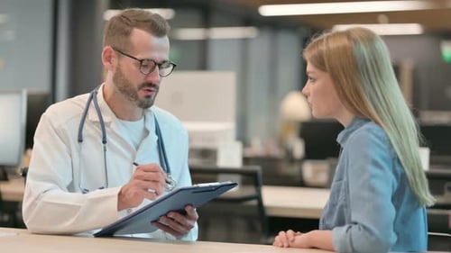 Doctor Consults Patient in Modern Clinic Office