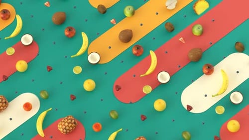 Abstraktes Design von 3D-Früchten