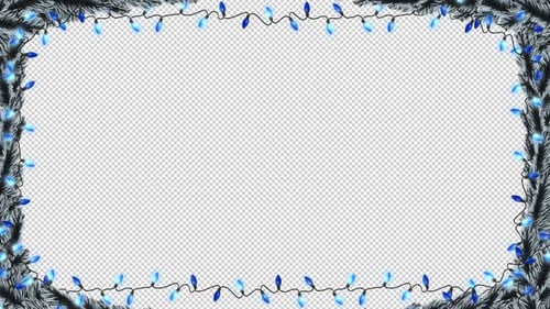 Animated Christmas Frame with Twinkling Blue Lights