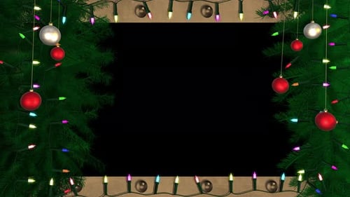 Festive Christmas Border with Twinkling Lights and Ornaments