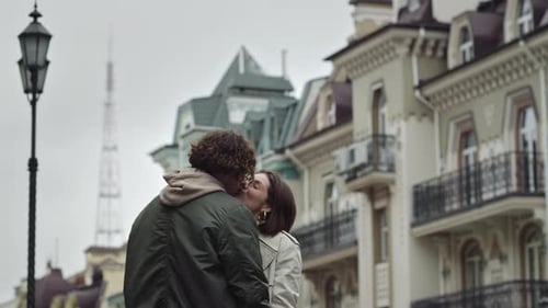 Love Couple Kissing on Urban Street
