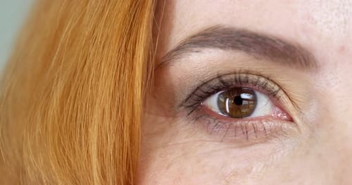 Eye Close Up of Woman with Golden Hair