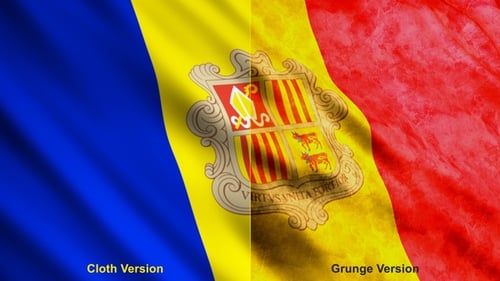 Andorra Flag Waving: Grunge and Smooth Versions
