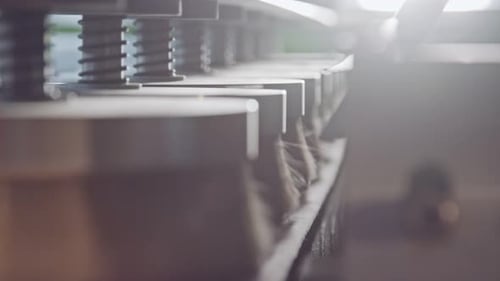 Industrial Manufacturing Machine Moving with Brushes