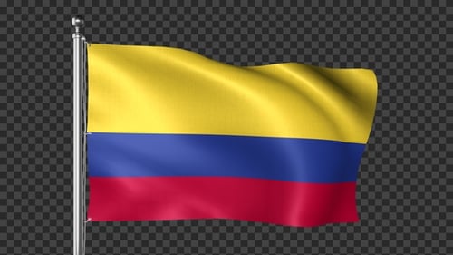 Colombian Flag Waving on Alpha Channel