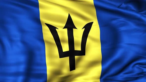 Realistic Waving Barbados National Flag Animation