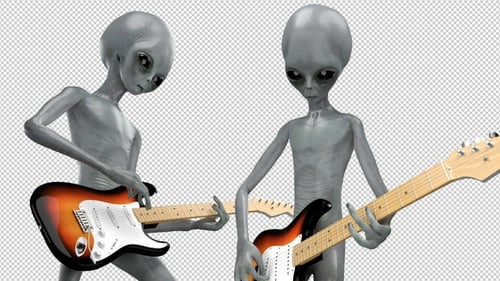3D Alien Playing Electric Guitar Animation with Alpha Channel