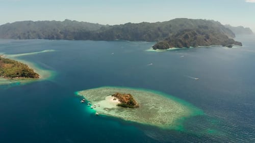 Tropical Island with Sandy Beach, Philippines, Palawan