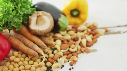 Colorful Assortment of Vegetables, Nuts, and Legumes
