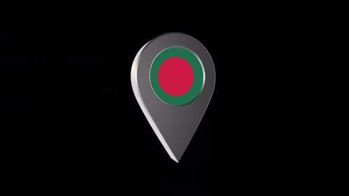 3d Animation Map Navigation Pointer With Bangladesh Flag With Alpha Channel - 2K