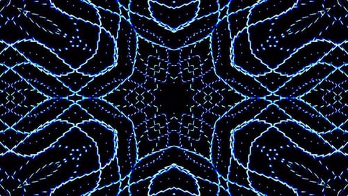 color blue lines glowing waves flower shape background kaleidoscope abstract